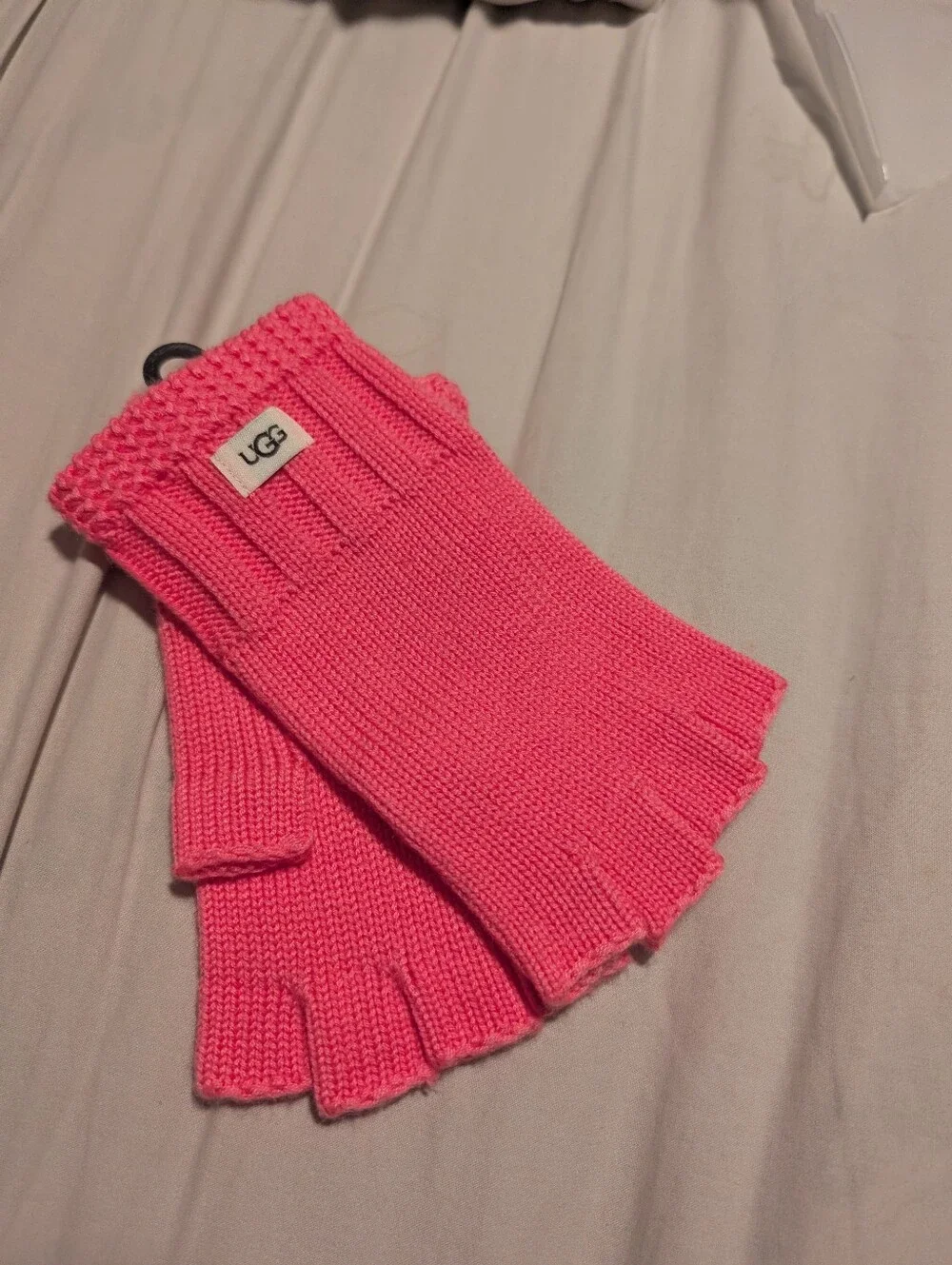 UGG Pink Knit Fingerless Gloves